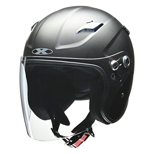 リード工業(LEAD) バイクヘルメット セミジェット X-AIR RAZZO STRADA (ラッツォ ストラーダー) マットブラック フリーサイズ(57-60cm未満) 125cc以下用